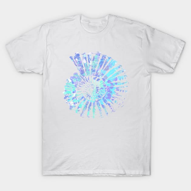 Nautilus Shell Design in Blue , Purple and Mint Paint Strokes Pattern T-Shirt by PurposelyDesigned